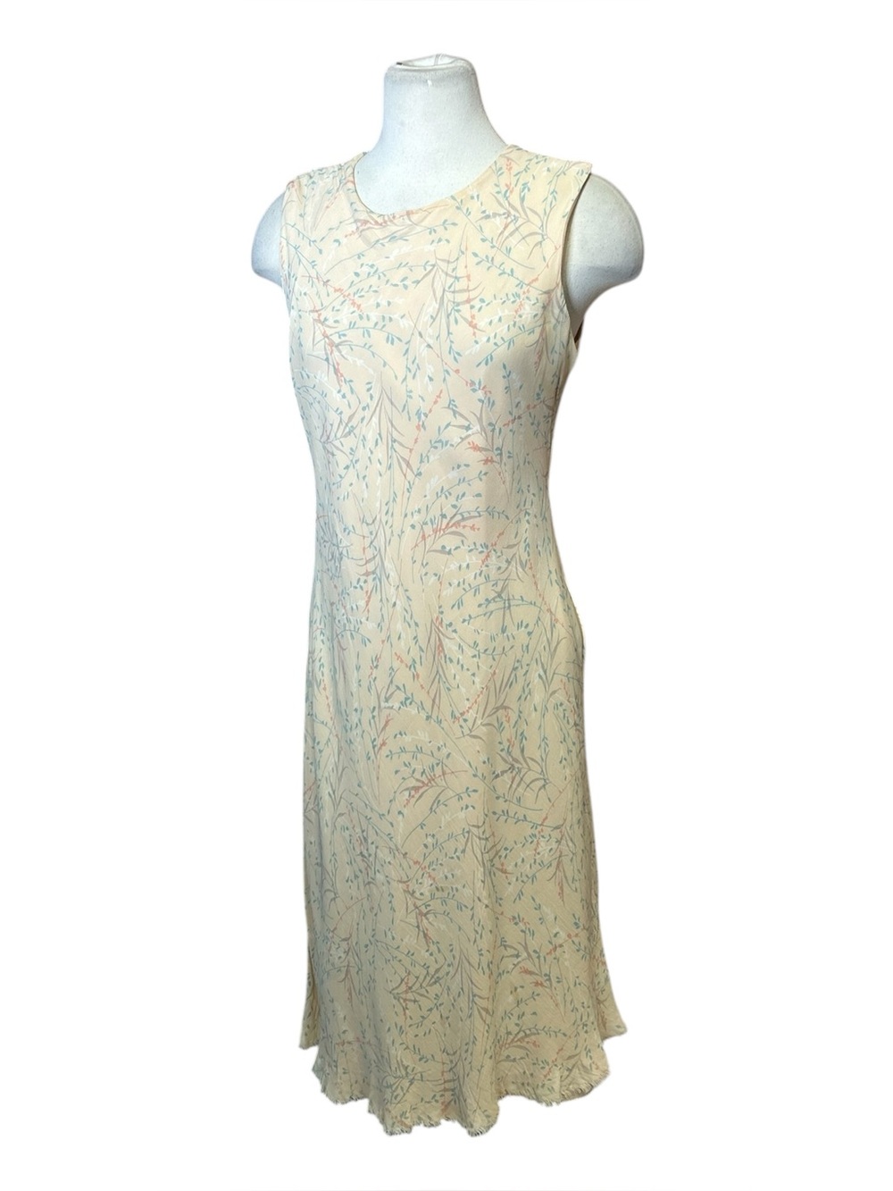 Andre Viccaro Cream & blue floral print maxi dress